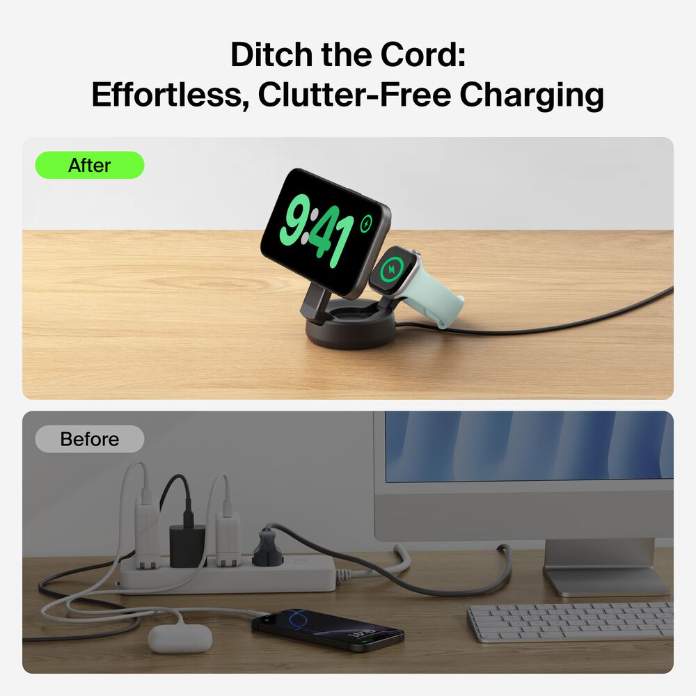 2-in-1 Convertible Magnetic Charger with Qi2 25W, Charcoal, hi-res