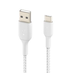 Braided USB-C to USB-A Cable 15W (15cm / 6in, White), White, hi-res