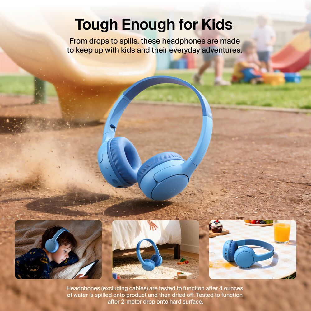 Wireless On-Ear Headphones for Kids , Blue, hi-res