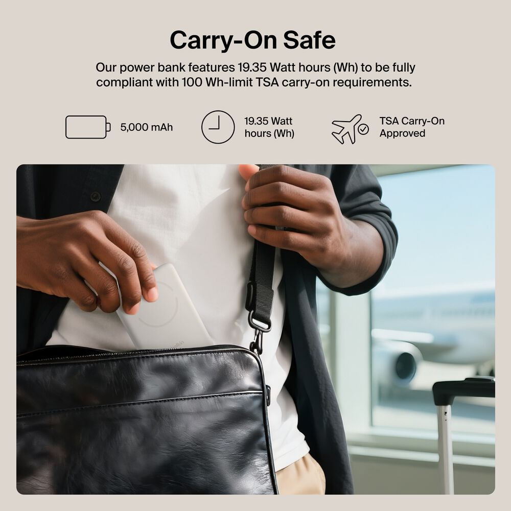 Slim Magnetic Power Bank 5K with Qi2, Sand, hi-res