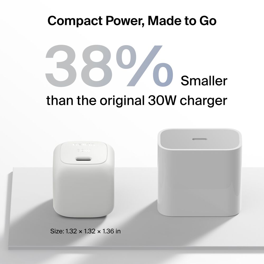 Compact USB-C Charger 30W + Braided USB-C Cable for MacBook Neo, Silver, hi-res