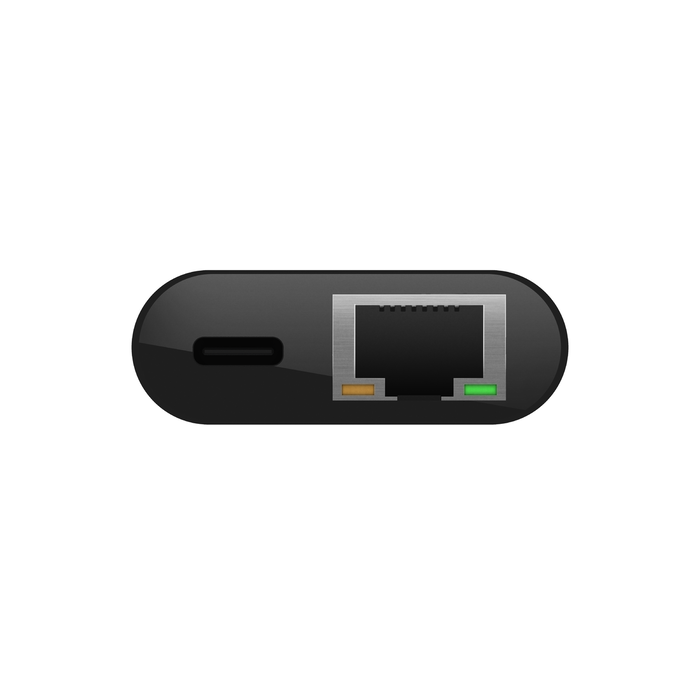 USB-C to Ethernet + Charge Adapter, Black, hi-res