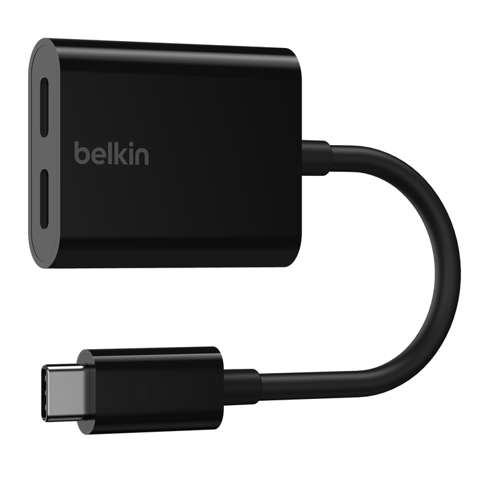 USB-C Audio + Charge Adapter, Black, hi-res