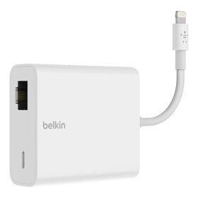 Adaptador Ethernet + carga con conector Lightning, Blanco, hi-res