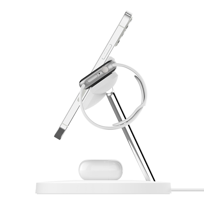 Cargador inalámbrico 3 en 1 de 15 W con tecnología MagSafe oficial, Blanco, hi-res