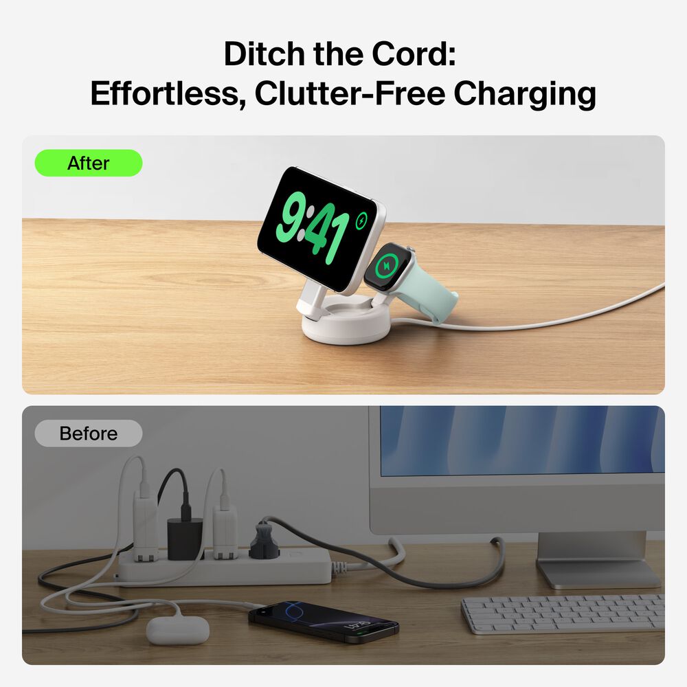 2-in-1 Convertible Magnetic Charger with Qi2 25W, Sand, hi-res