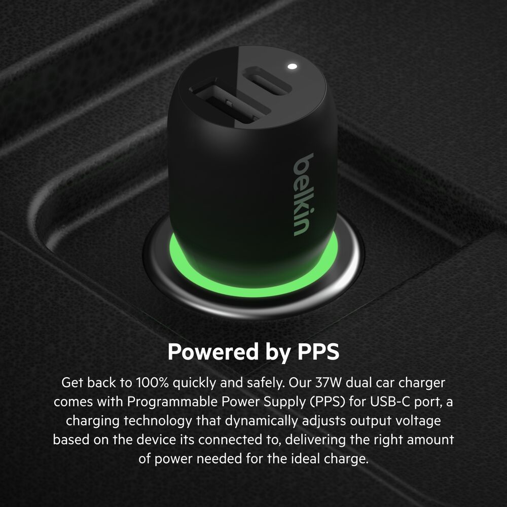 Dual Car Charger with PPS 37W, Black, hi-res