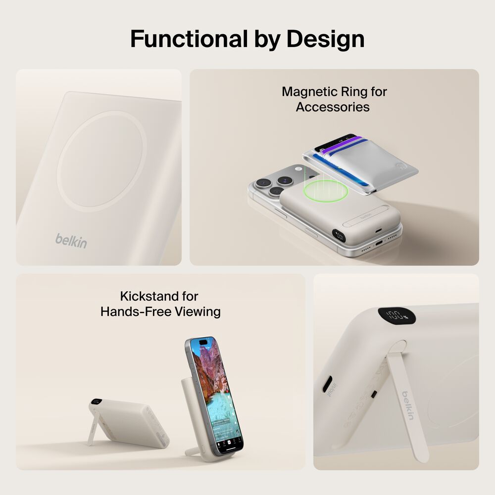 Power Bank 10K with Magnetic Ring, Sand, hi-res