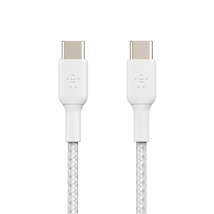 USB-C 至 USB-C 編織充電線纜, 白色的, hi-res
