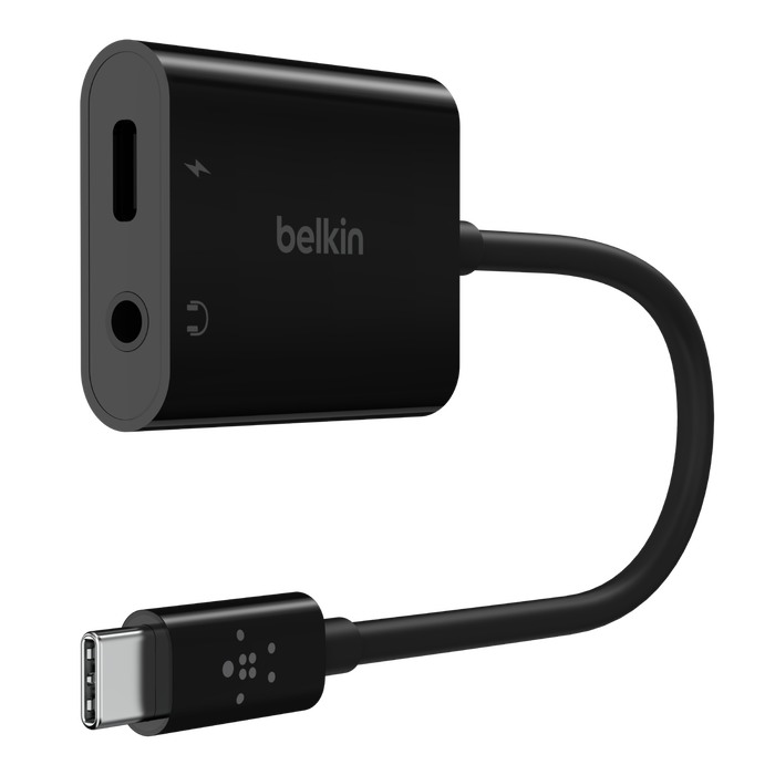 Adaptateur USB-C 3,5 mm audio + recharge, Noir, hi-res
