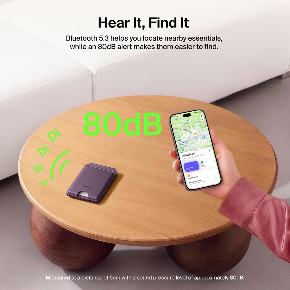 Wallet Stand with Bluetooth Tracker, Plum, hi-res