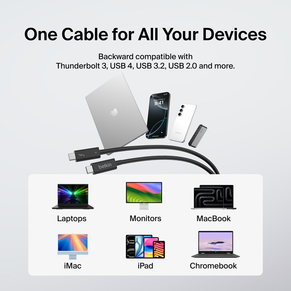 Thunderbolt 4 Cable, 1M, Passive, Black, hi-res