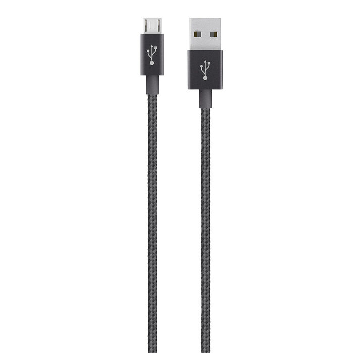 Metallic Micro-USB/USB-kabel, Zwart, hi-res