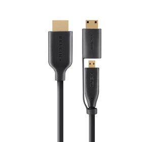 CABLE,HDMI/HDMI-MICRO,M/M,2M,THIN+MICRO/MINI ADPTR, Black, hi-res