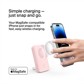 Magnetic Wireless Power Bank 5K + Stand, Blush Pink, hi-res