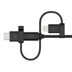 Universal Cable with Micro-USB, USB-C and Lightning Connectors, Black, hi-res