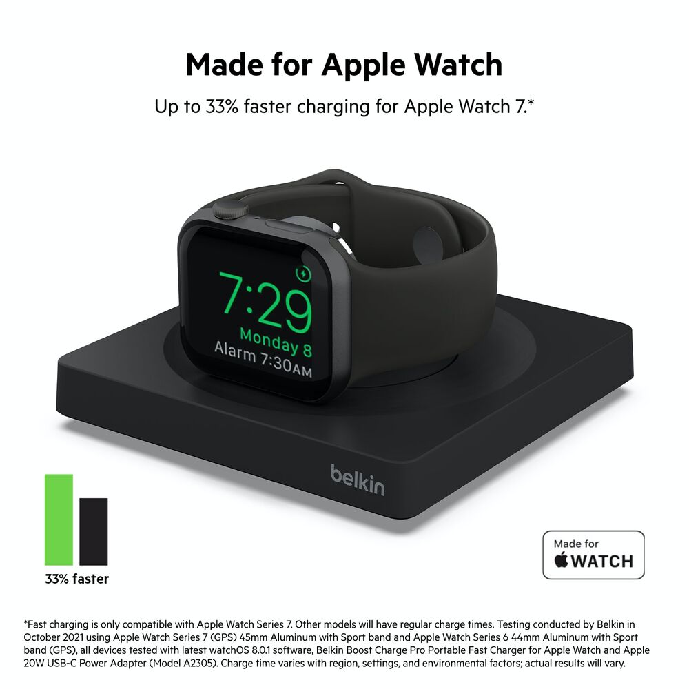 Portable Fast Charger for Apple Watch, Black, hi-res