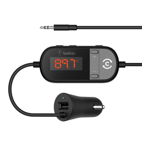 In-Car 3.5mm to FM Transmitter, Black, hi-res