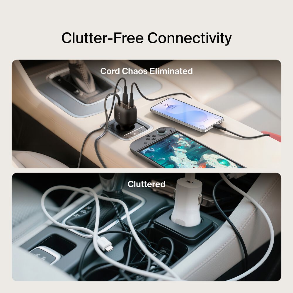 Retractable Car Charger 75W, Black, hi-res