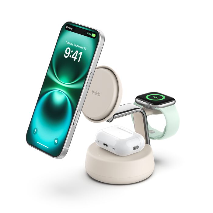 3-in-1 Magnetic Charging Dock with Qi2 25W, Sand, hi-res