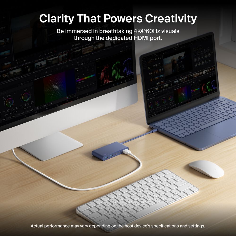 5-Port USB-C Hub with Dual USB-C Ports for MacBook Neo, Indigo, hi-res