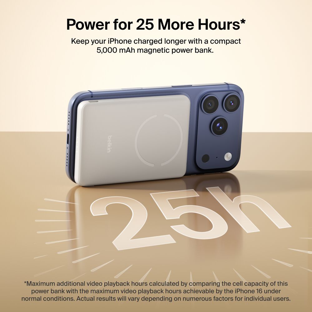 Slim Magnetic Power Bank 5K with Qi2, Sand, hi-res