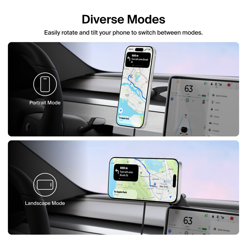 Magnetic Wireless Charging EV Mount, Black, hi-res