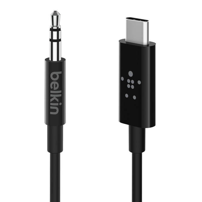 Audio Jack 3.5mm Male to Type-C Male Cable USB C to 3.5mm Jack Cable - 1m  Black