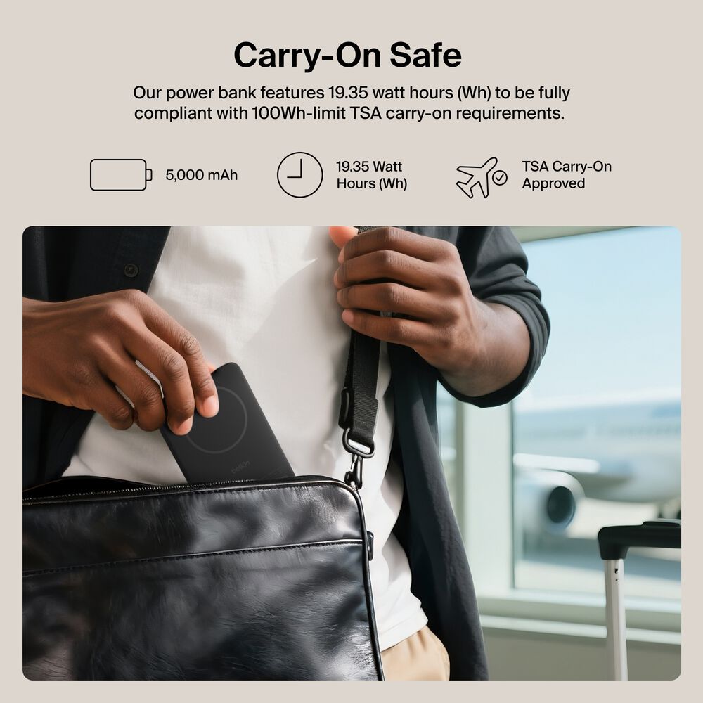 Slim Magnetic Power Bank 5K with Qi2, Black, hi-res