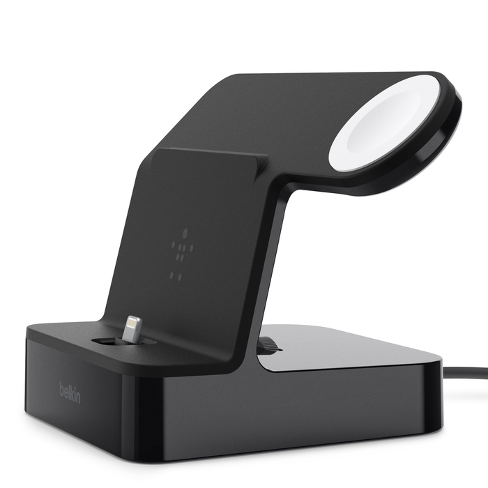 Apple Watch 和 iPhone 专用 PowerHouse 支架式充电底座, 黑色, hi-res