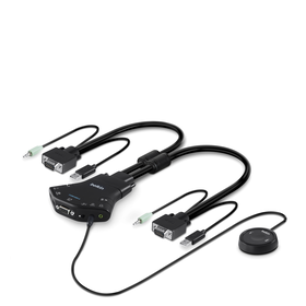 Secure Flip 2-Port VGA KVM w/Audio and Remote Controller, , hi-res