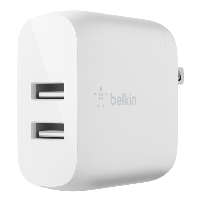 Dual USB-A Wall Charger 24W, White, hi-res