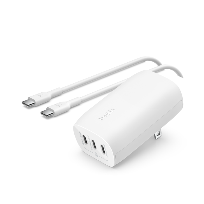 3 Port USB-C® Wall Charger with PPS 67W + USB-C to USB-C Cable, , hi-res