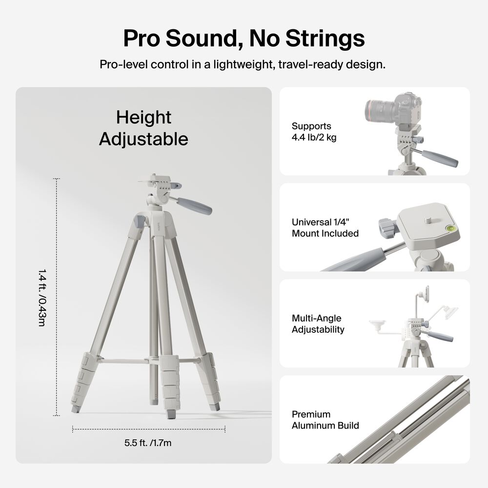 Creator Kit: Tripod, Magnetic Phone Mount & Wireless Mics, Sand, hi-res