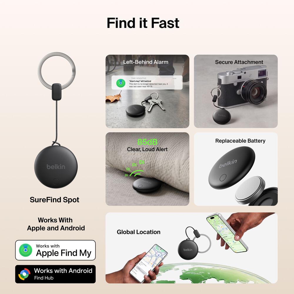 Bluetooth Tracker Tag, Black, hi-res