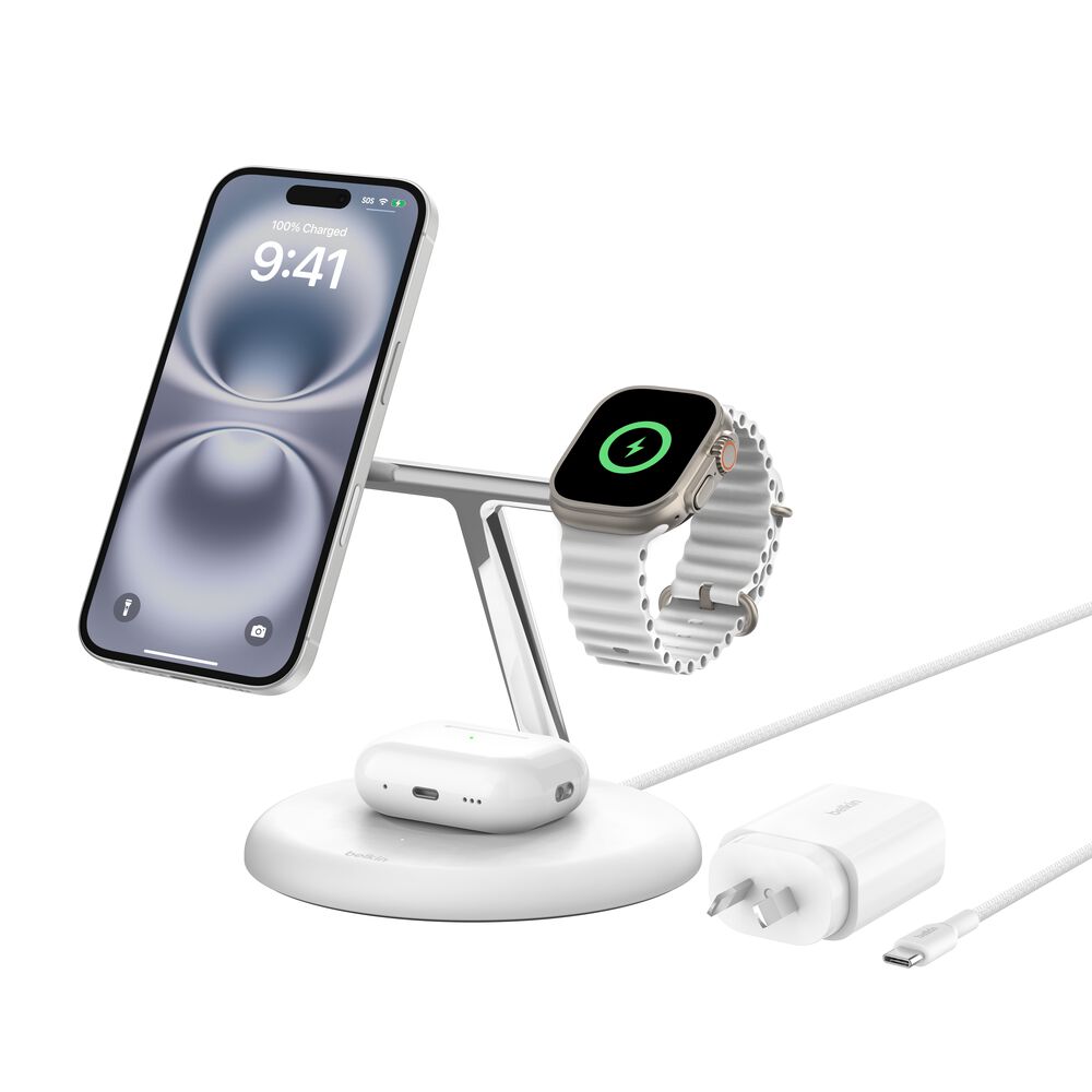 Belkin 3-in-1 Magnetic Wireless Charging Stand with Qi2 15W