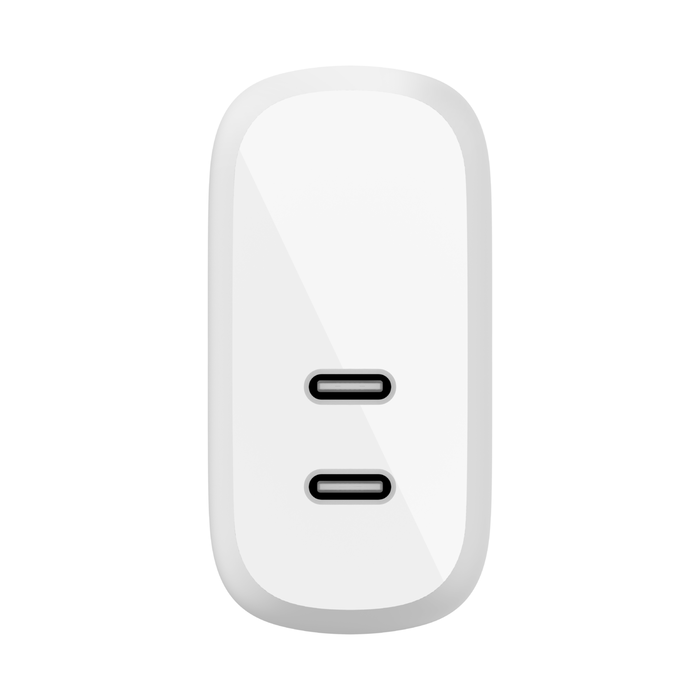 Dual USB-C PD Wall Charger 40W + USB-C to Lightning Cable, White, hi-res