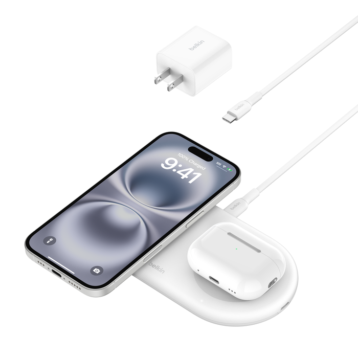 2-in-1 Magnetic Wireless Charging Pad with Qi2, MagSafe-compatible | Belkin  US