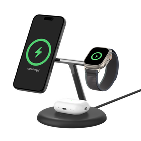 3-in-1 Magnetic Wireless Charging Stand with Qi2 15W, Black, hi-res