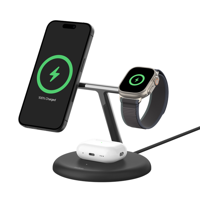 3-in-1 Magnetic Wireless Charging Stand with Qi2 15W