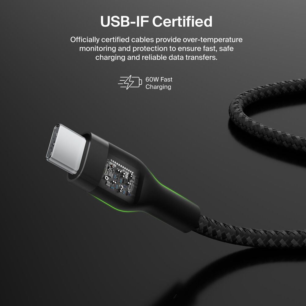 USB-C to USB-C Cable 60W, Black, hi-res