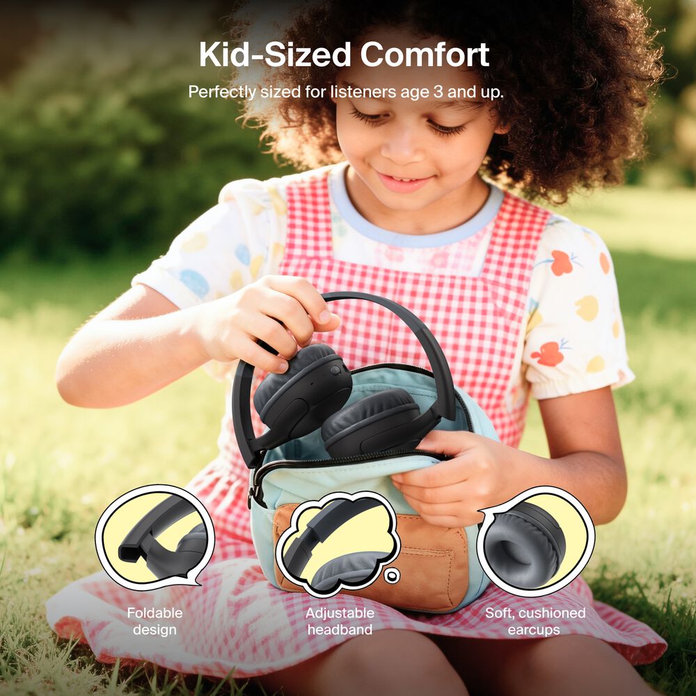 Wireless On-Ear Headphones for Kids , Black, hi-res
