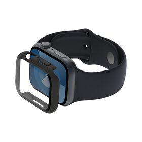 TemperedCurve 2-in-1 Treated Screen Protector + Bumper for Apple Watch for Apple Watch Series 9/8/7/6/5/4/SE, Black, hi-res