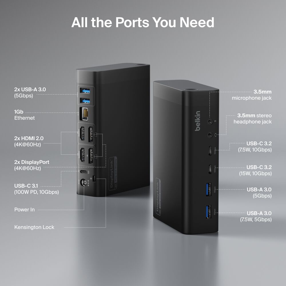 Universal 14-Port Dual Display USB-C Dock, , hi-res