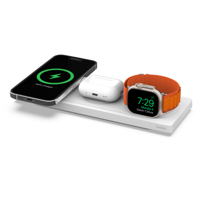 Belkin BoostCharge Pro 3-in-1 Wireless Charger with MagSafe 15W - White -  Micro Center