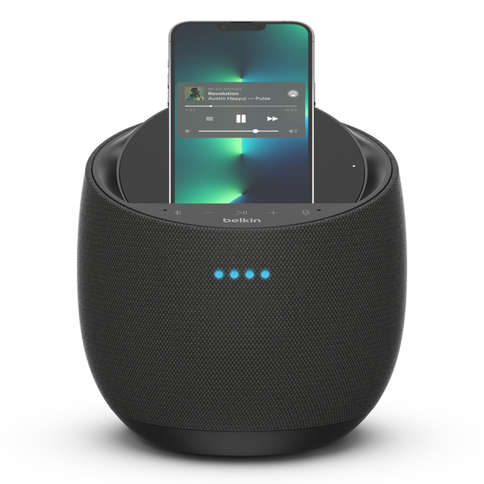 Hi-Fi Smart Speaker + Wireless Charger, Black, hi-res