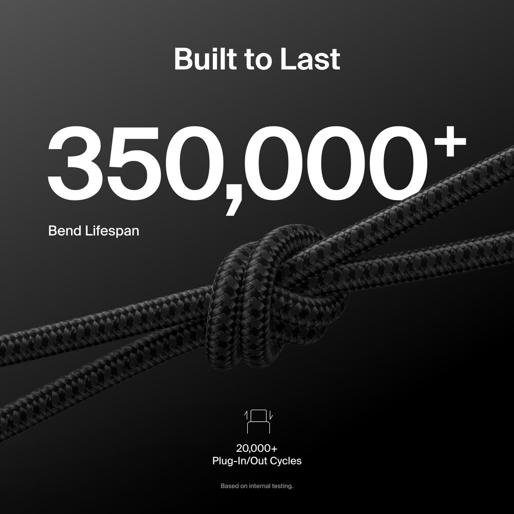 Braided USB-C to USB-C Cable 60W, 3.3ft/1m, Black, Black, hi-res