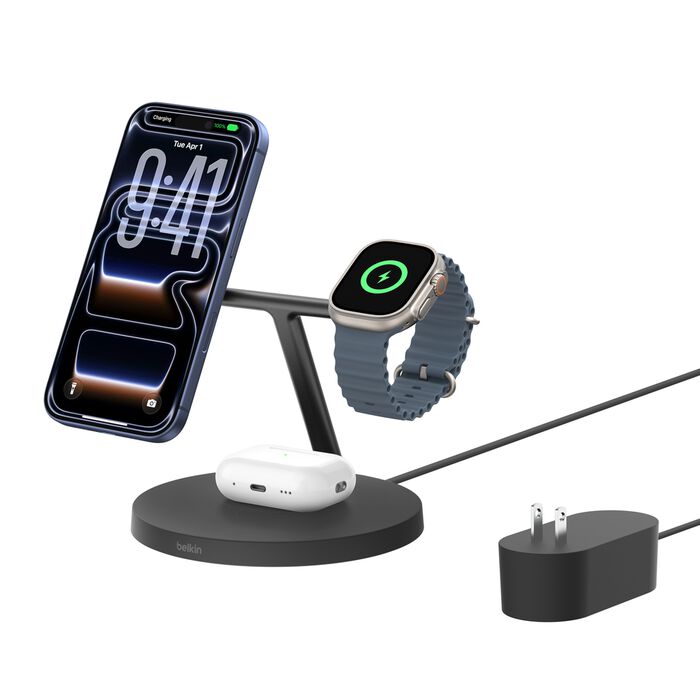 Belkin BoostCharge Pro 3-in-1 Wireless Charging Stand with Qi2 15W product image