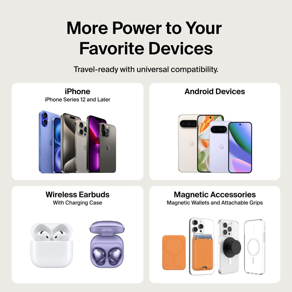 Slim Magnetic Power Bank 5K with Qi2, Black, hi-res