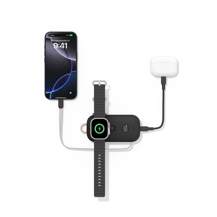 Power Bank 10K with Apple Watch Charger, Black, hi-res